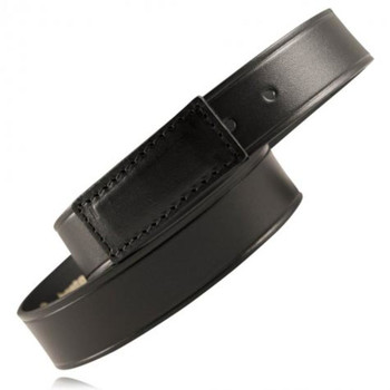 Boston Leather Black 1.5" Covered Buckle Leather Belt, USA Made - 6585