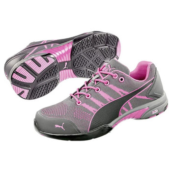 Puma Safety Women's Celerity Knit Low Gray & Pink SD Steel Toe Knit Shoes-642915