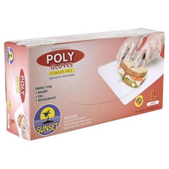 Disposable Poly Food Service Gloves - Clear - Box of 500 - (S, M, L)